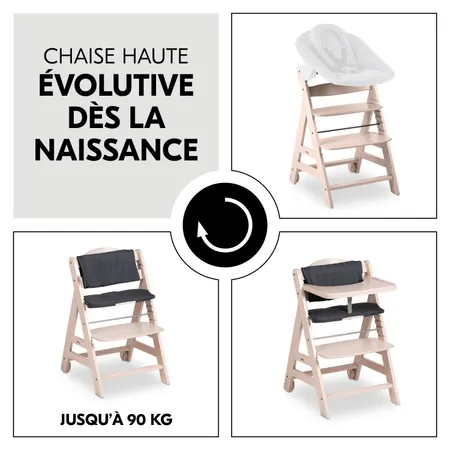 Chaise haute ergonomique et évolutive