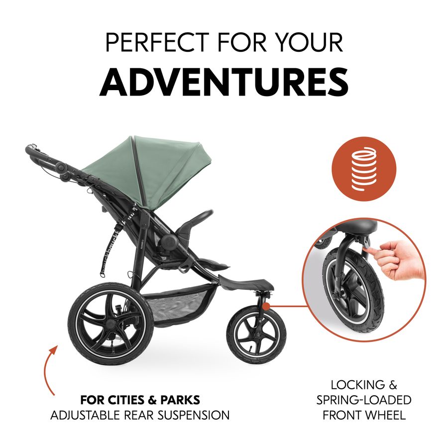 With XL pneumatic wheels and suspension
