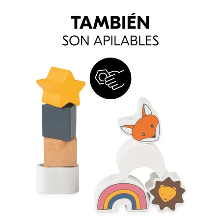 Los bloques de madera son apilables