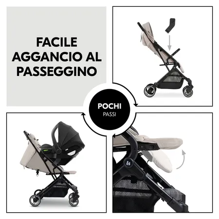 Facile da agganciare al passeggino