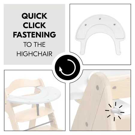 Easy click installation on the highchair