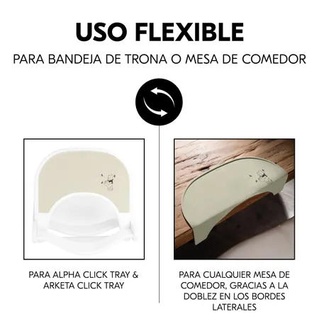 Uso flexible en bandeja de trona o mesa de comedor