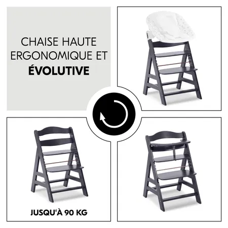 Chaise haute ergonomique et évolutive
