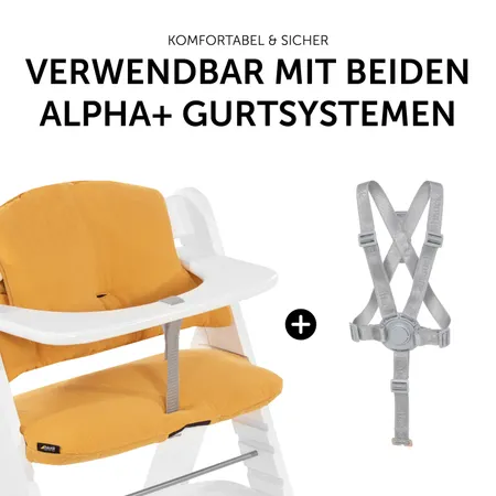 Auflage mit beiden Alpha+ Gurtsystemen verwendbar