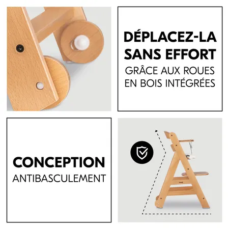 Construction stable avec roues en bois intégrées