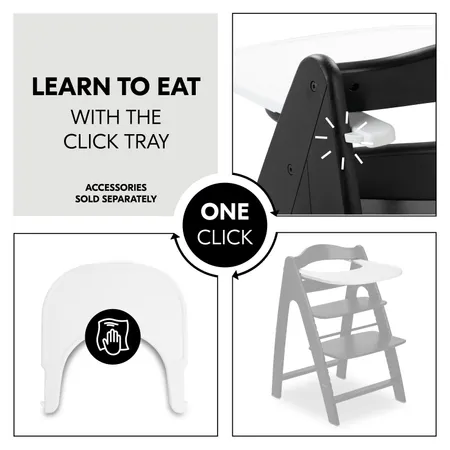 Learning to eat with the click-on tray