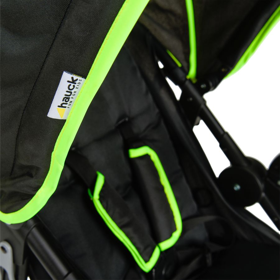 Safely strapped in with the 5-point harness