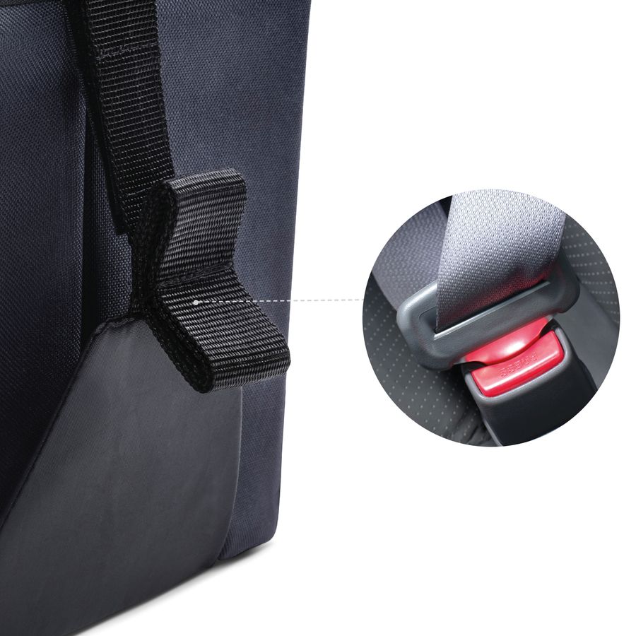 Securely fixed with the seatbelt