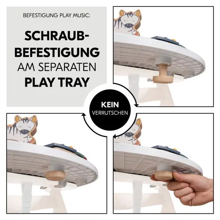 Einfaches, stabiles Befestigen am Play Tray