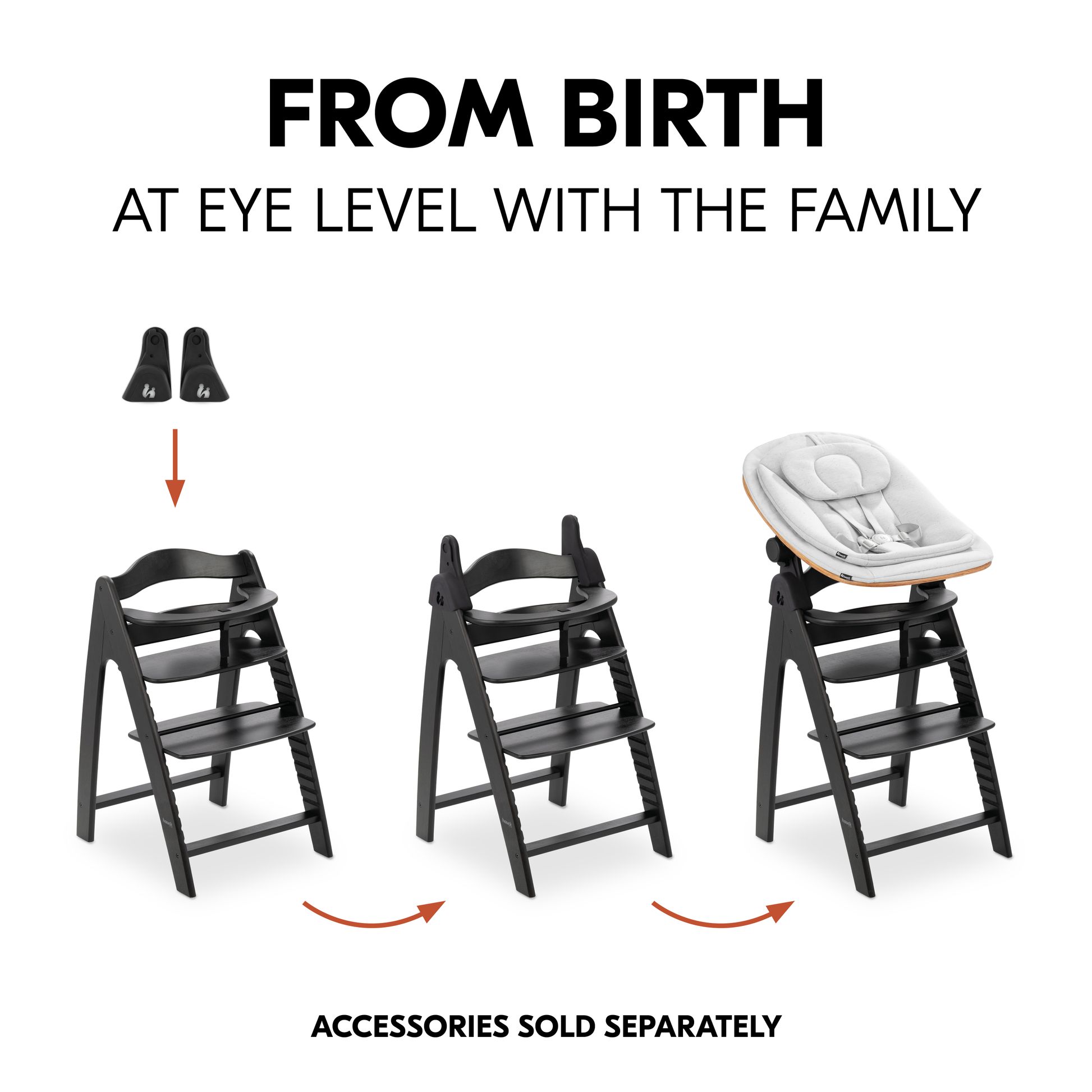 Arketa with separately sold newborn bouncer and adapters