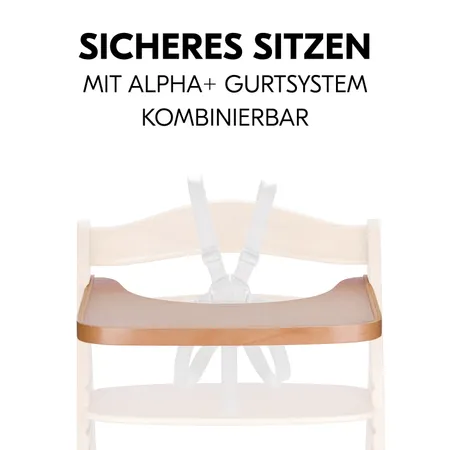 Sicheres Sitzen mit Essbrett und Gurtsystem
