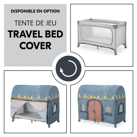 La housse de lit de voyage sert de tente de jeu