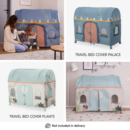 With the travel bed cover for the play tent