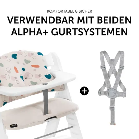 Auflage mit beiden Alpha+ Gurtsystemen verwendbar