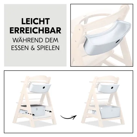 Leicht erreichbar während dem Essen und Spielen
