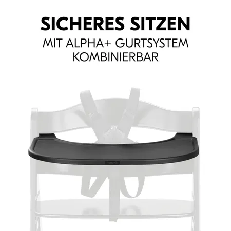 Sicheres Sitzen mit Essbrett und Gurtsystem