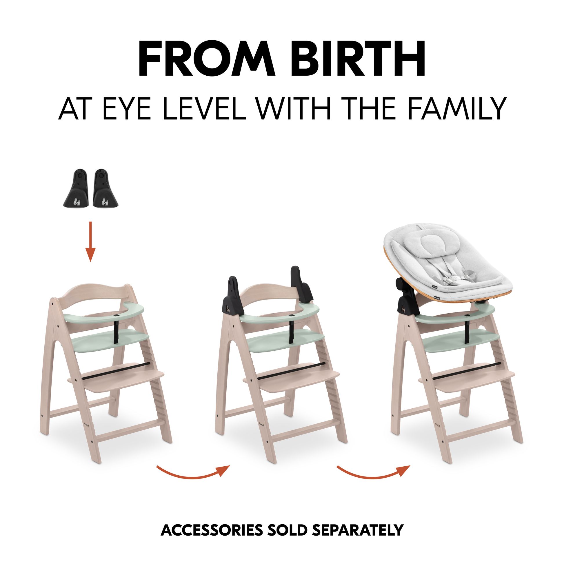 Arketa with separately sold newborn bouncer and adapters