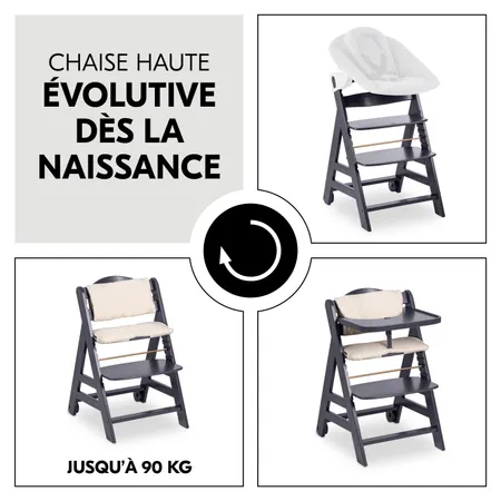Chaise haute ergonomique et évolutive