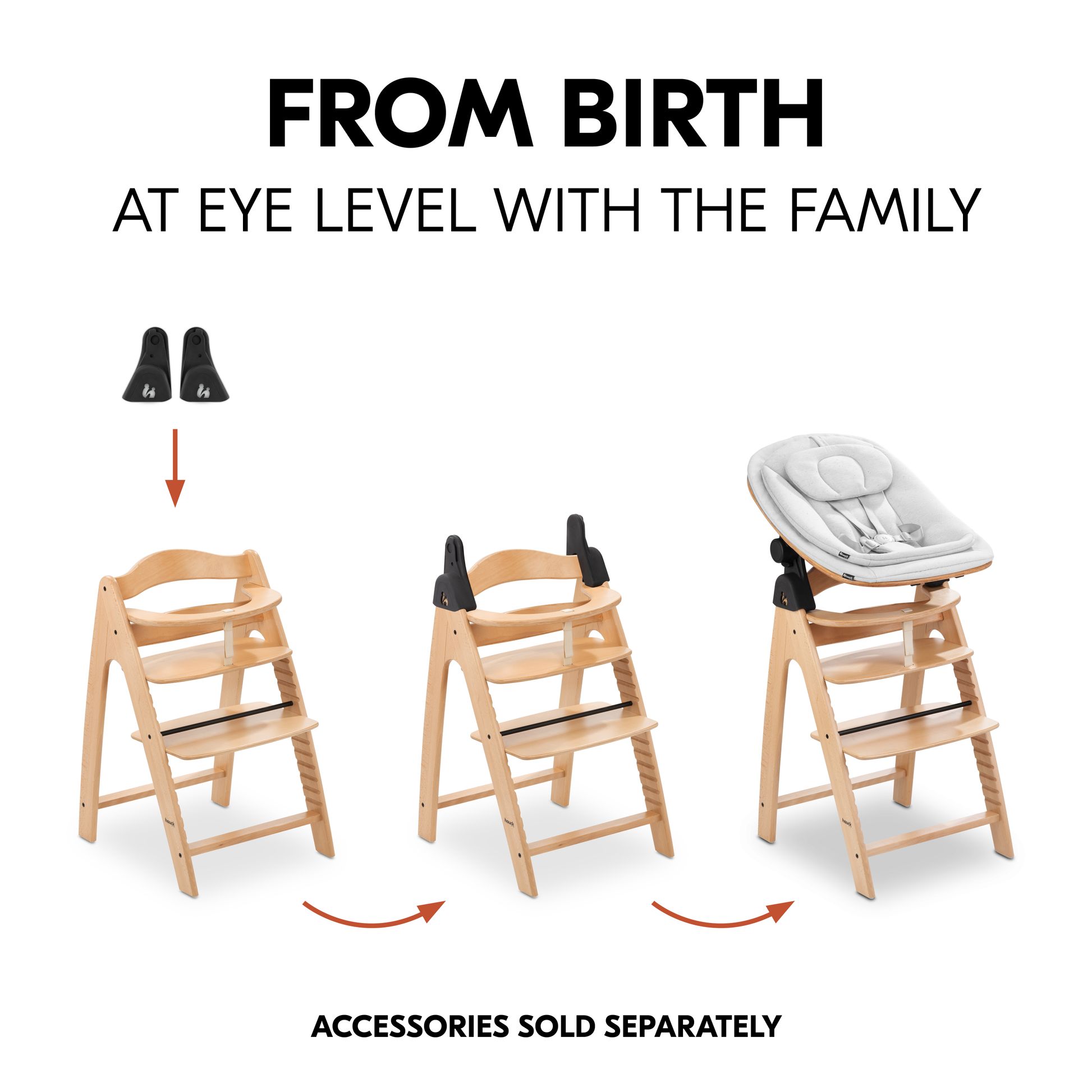 Arketa with separately sold newborn bouncer and adapters