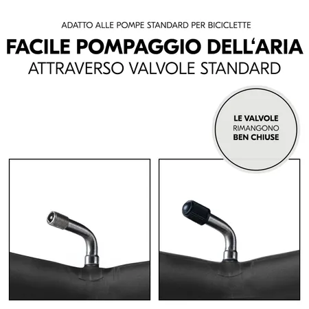 Facile gonfiaggio dell'aria con valvole standard