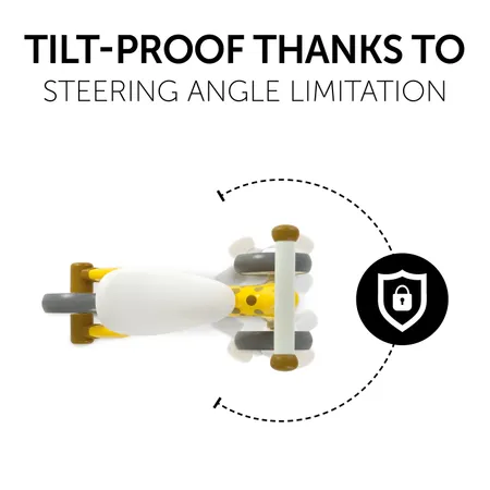 Tilt-proof thanks to steering angle limitation