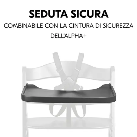 Seduta sicura con vassoio e cinture di sicurezza