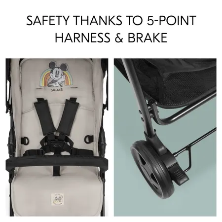 5-Point harness and brake for safety