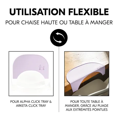Utilisable sur la chaise haute ou sur la table
