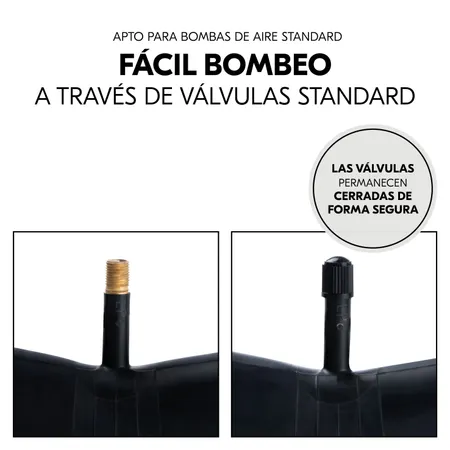 Fácil de inflar gracias a sus válvulas estándar