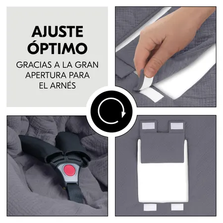 Ajuste óptimo gracias a su apertura para el arnés