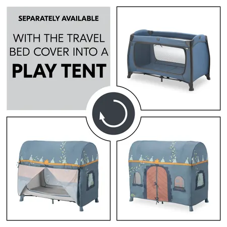 With the travel bed cover for the play tent