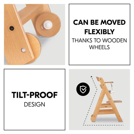 Stable construction with integrated wooden wheels