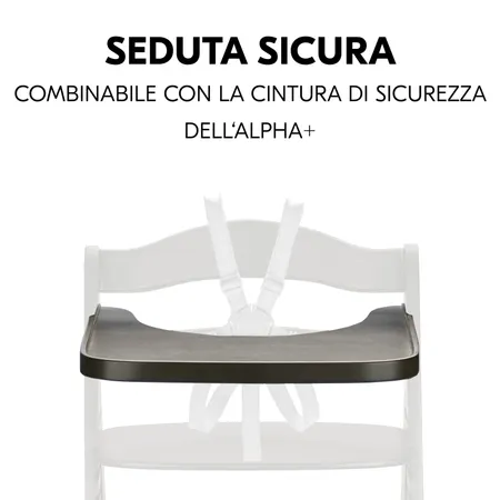 Seduta sicura con vassoio e cinture di sicurezza