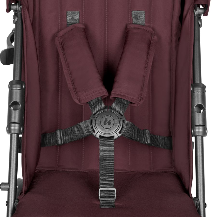 Safely strapped in with the 5-point harness