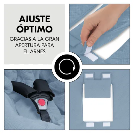 Ajuste óptimo gracias a su apertura para el arnés