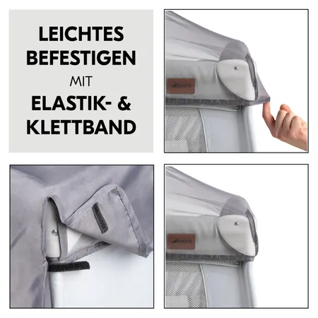 Leichtes Befestigen mit Elastik- und Klettband