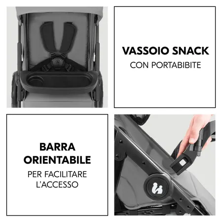 Corrimano snodato con vassoio per snack