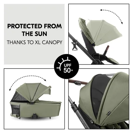 XL canopy for maximum protection from the sun