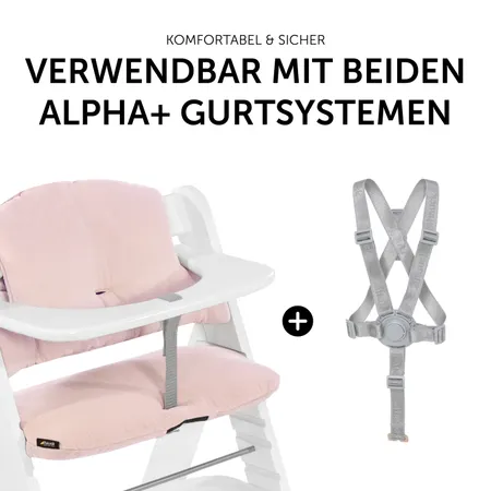 Auflage mit beiden Alpha+ Gurtsystemen verwendbar