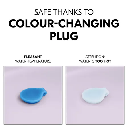 Safe temperature thanks to colour-changing plug