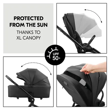 XL canopy for maximum protection from the sun