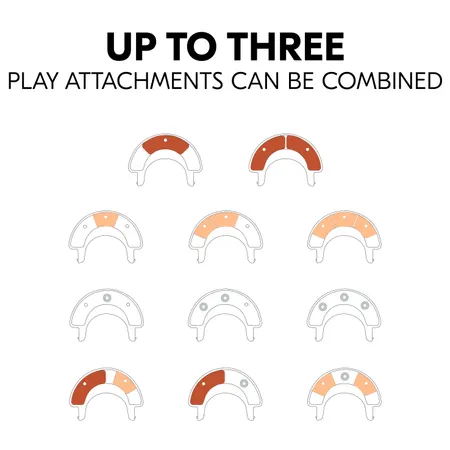Up to three toy attachments can be combined