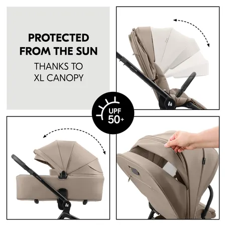 XL canopy for maximum protection from the sun