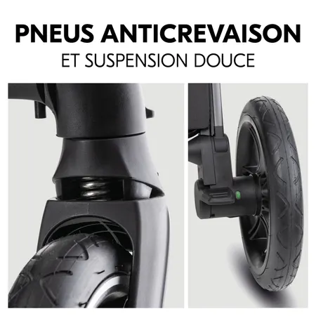 Roues anti-crevaison et suspension très douce
