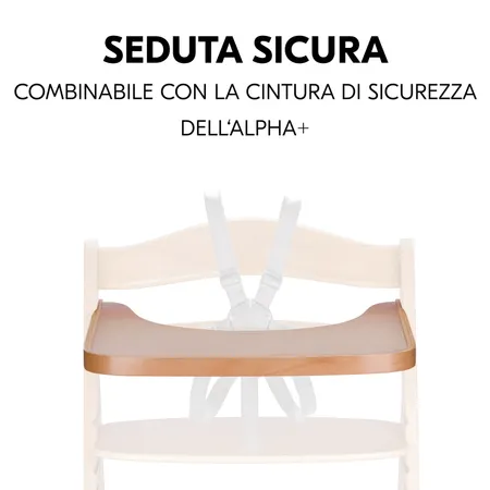 Seduta sicura con vassoio e cinture di sicurezza