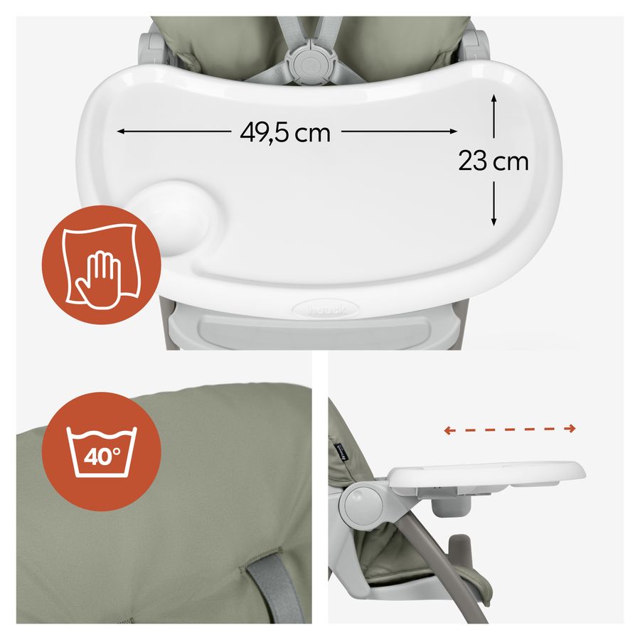 The XL tray adapts to your child