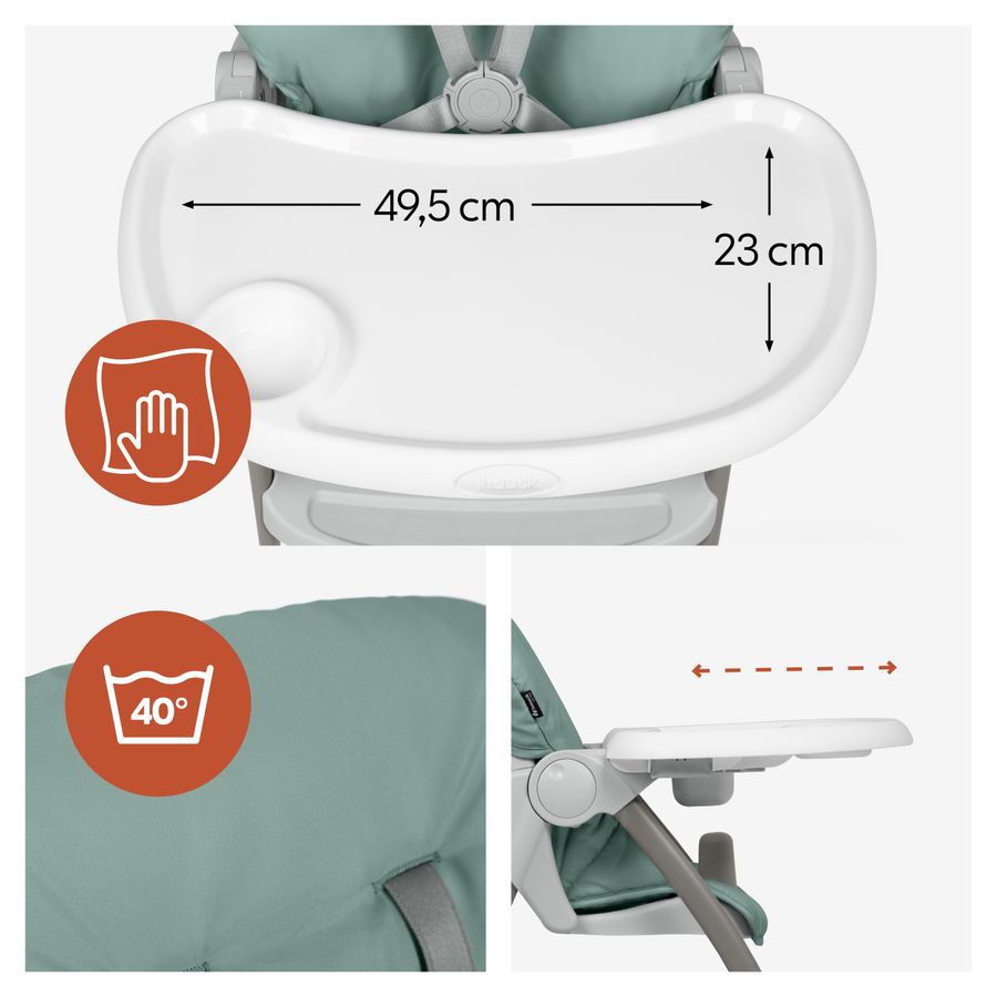 The XL tray adapts to your child