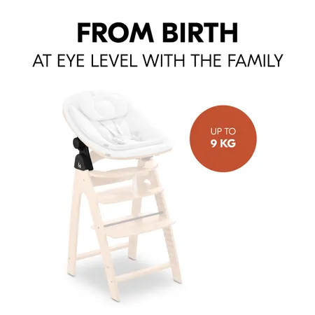 At eye level at the table from birth