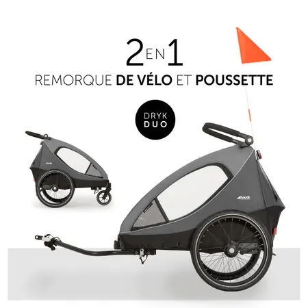 Remorque de vélo et poussette en un