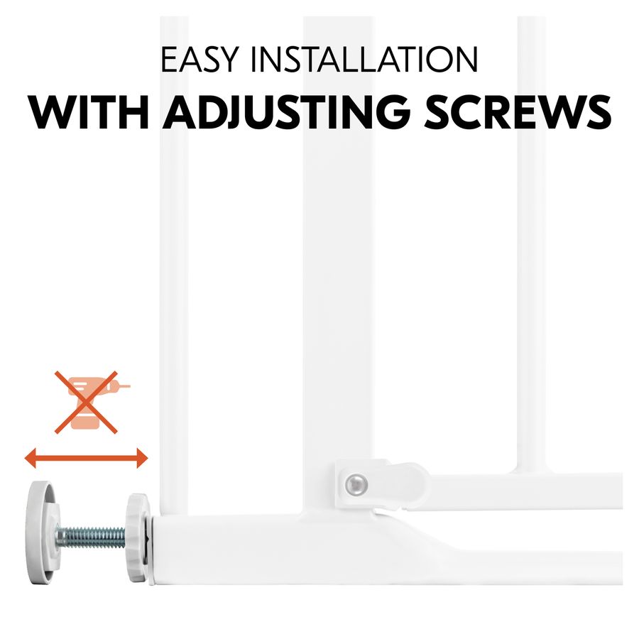 Pressure fit gate with adjusting screws